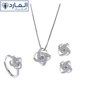 طقم فضة نسائي عيار 925 مرصع بزركون فاخر